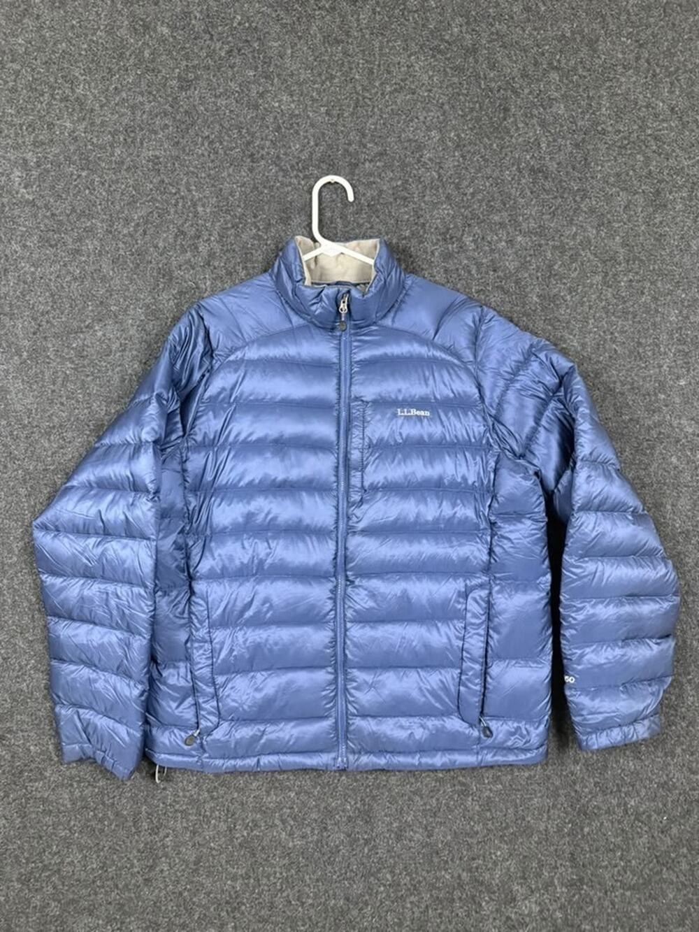 L.L.Bean Goose Down Puffer Jacket Womens L Blue 850 Full Zip Lightweight